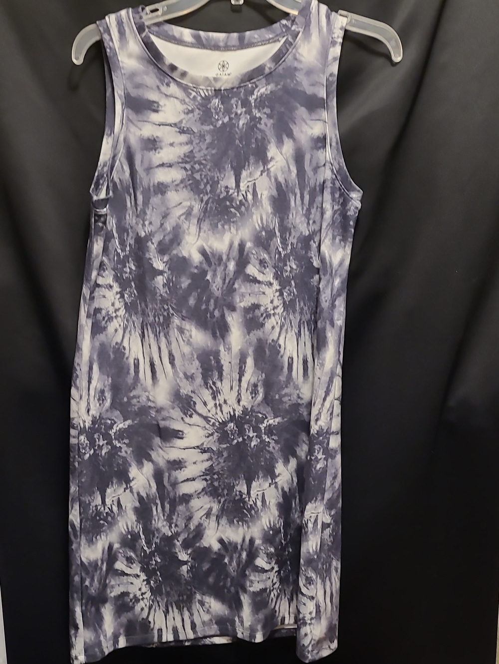 GAIAM Sleeveless Tie-Dye Midi Dress - Gray, White SZ MED